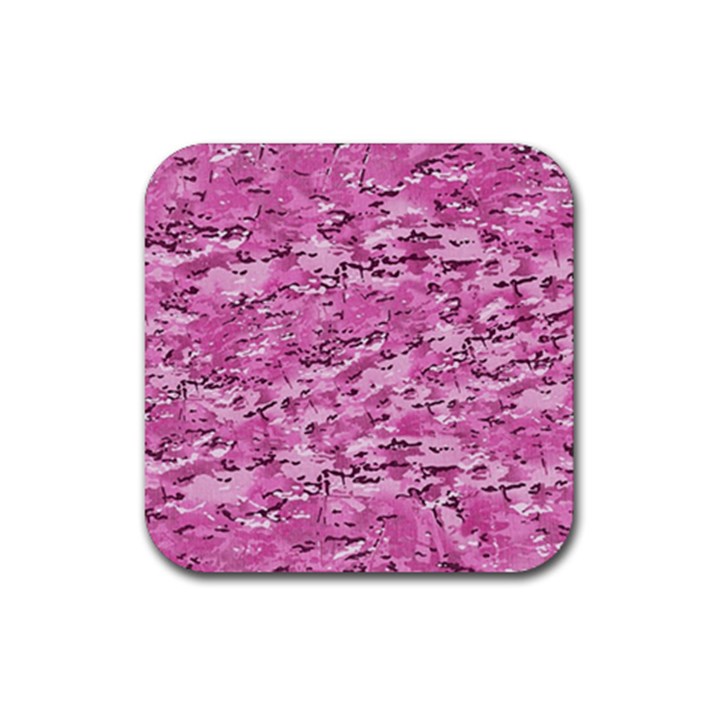 Pink Camouflage Army Military Girl Rubber Coaster (Square) 