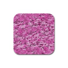 Pink Camouflage Army Military Girl Rubber Square Coaster (4 Pack)  by snek