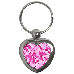 Standard Pink Camouflage Army Military Girl Key Chains (heart)  by snek
