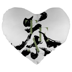 Tea Calligraphy Large 19  Premium Flano Heart Shape Cushions by EMWdesign