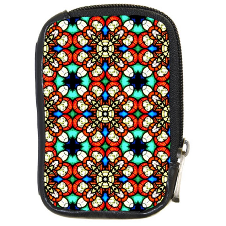 Stained Glass Pattern Texture Face Compact Camera Leather Case