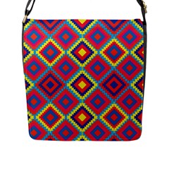 Native American Pattern Flap Closure Messenger Bag (l) by Valentinaart