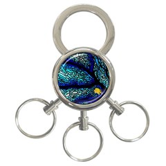 Sea Fans Diving Coral Stained Glass 3-ring Key Chains by Pakrebo