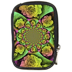 Rose Painted Kaleidoscope Colorful Compact Camera Leather Case