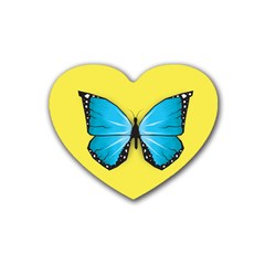 Butterfly Blue Insect Rubber Coaster (heart)  by Alisyart