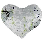 Butterfly Flower Large 19  Premium Heart Shape Cushions