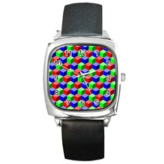 Colorful Prismatic Rainbow Square Metal Watch