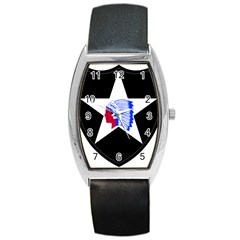 United States Army 2nd Infantry Division Shoulder Sleeve Insignia Barrel Style Metal Watch by abbeyz71
