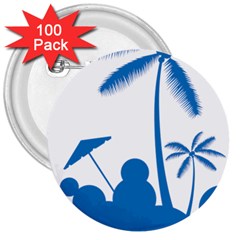 Fresh Blue Coconut Tree 3  Buttons (100 Pack) 