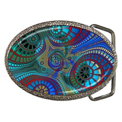 Fractal Abstract Line Wave Unique Belt Buckles by Alisyart
