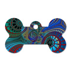 Fractal Abstract Line Wave Unique Dog Tag Bone (two Sides)
