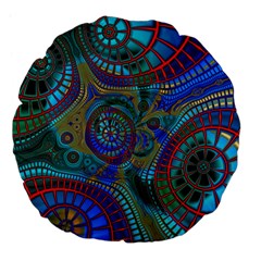 Fractal Abstract Line Wave Unique Large 18  Premium Flano Round Cushions
