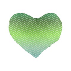 Green Line Zigzag Pattern Chevron Standard 16  Premium Flano Heart Shape Cushions