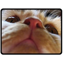 Funny Cute Cat Macro Eyes Double Sided Fleece Blanket (large)  by LoolyElzayat