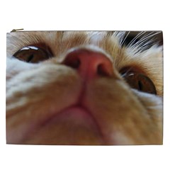 Funny Cute Cat Macro Eyes Cosmetic Bag (xxl) by LoolyElzayat
