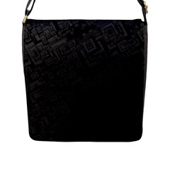 Black Rectangle Wallpaper Grey Flap Closure Messenger Bag (l)