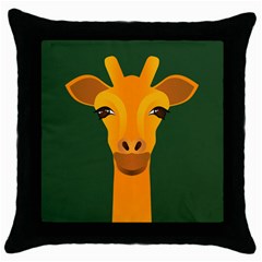Giraffe Animals Zoo Throw Pillow Case (black) by Mariart