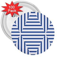 Geometric Shapes Stripes Blue 3  Buttons (100 Pack) 