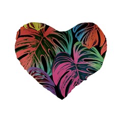 Leaves Tropical Jungle Pattern Standard 16  Premium Flano Heart Shape Cushions