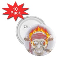 Fire Red Skull 1 75  Buttons (10 Pack) by Mariart