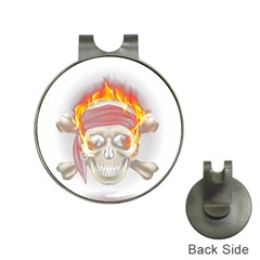 Fire Red Skull Hat Clips With Golf Markers