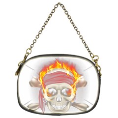 Fire Red Skull Chain Purse (two Sides)