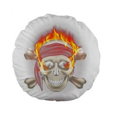 Fire Red Skull Standard 15  Premium Flano Round Cushions