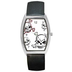 Illustration Vector Skull Barrel Style Metal Watch by Mariart