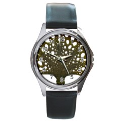 Leaf Tree Round Metal Watch