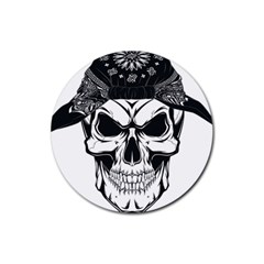 Kerchief Human Skull Rubber Coaster (round)  by Mariart