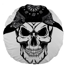 Kerchief Human Skull Large 18  Premium Flano Round Cushions
