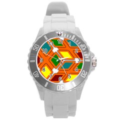 Shape Plaid Round Plastic Sport Watch (l) by Mariart