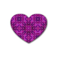 Purple Triangle Pattern Heart Coaster (4 Pack)  by Alisyart