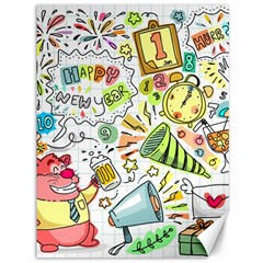 Doodle New Year Party Celebration Canvas 36  X 48  by Pakrebo