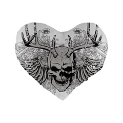 Skull Vector Standard 16  Premium Flano Heart Shape Cushions