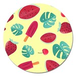 Watermelon Leaves Strawberry Magnet 5  (Round)