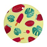 Watermelon Leaves Strawberry Round Ornament (Two Sides)