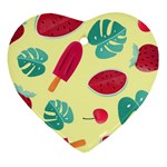 Watermelon Leaves Strawberry Heart Ornament (Two Sides)