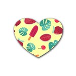 Watermelon Leaves Strawberry Heart Coaster (4 pack) 
