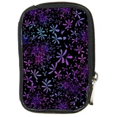 Retro Lilac Pattern Compact Camera Leather Case by WensdaiAmbrose