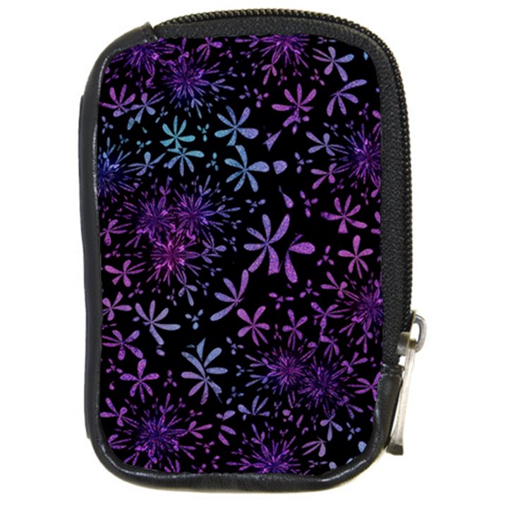 Retro Lilac Pattern Compact Camera Leather Case