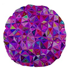 Pink Triangle Background Abstract Large 18  Premium Flano Round Cushions