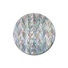 Zigzag Backdrop Pattern Grey Rubber Round Coaster (4 Pack) 