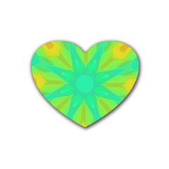 Kaleidoscope Background Green Heart Coaster (4 Pack) 