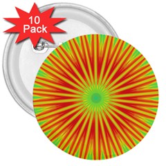 Kaleidoscope Background Mandala Red,green Sun 3  Buttons (10 Pack)  by Mariart