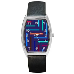 Line Background Abstract Barrel Style Metal Watch