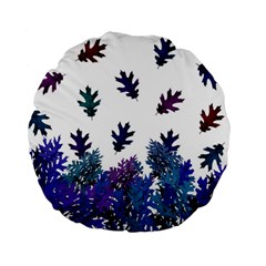 Blue Purple Leaves Standard 15  Premium Flano Round Cushions by LoolyElzayat