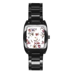 Purple Flowers Bring Cold Showers Stainless Steel Barrel Watch by WensdaiAmbrose