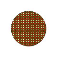Lumberjack Plaid Buffalo Plaid Green Red Rubber Coaster (round)  by Mariart