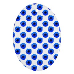 Sunflower Digital Paper Blue Oval Ornament (two Sides)